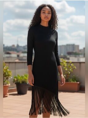 H&M Mock-Neck Fringe Dress